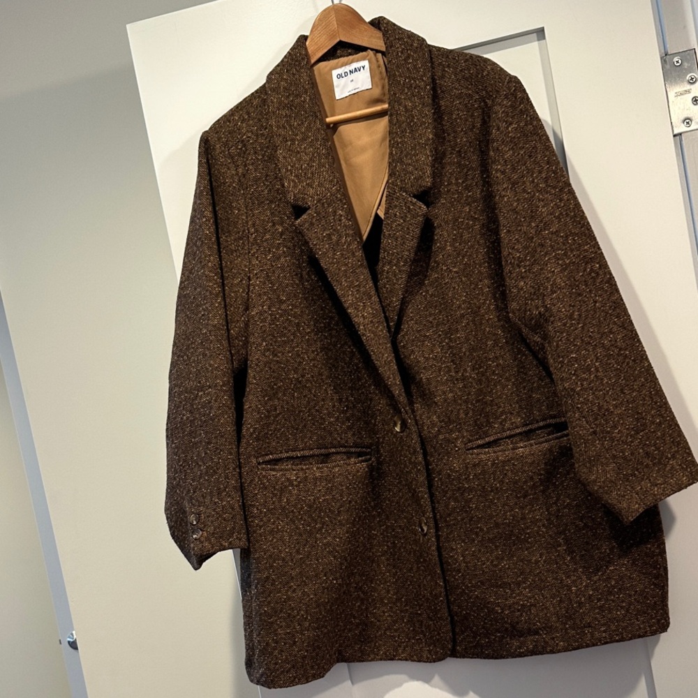 Dark brown wool oversized blazer coat